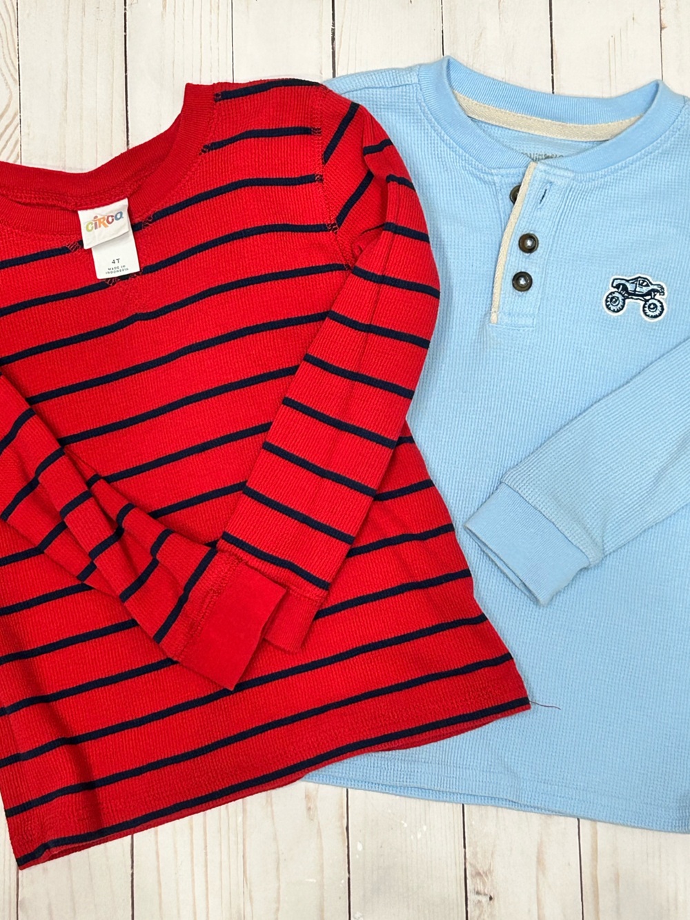 Garanimals Red & Light Blue Kids Long Sleeve Tee Set - Picture 1 of 4